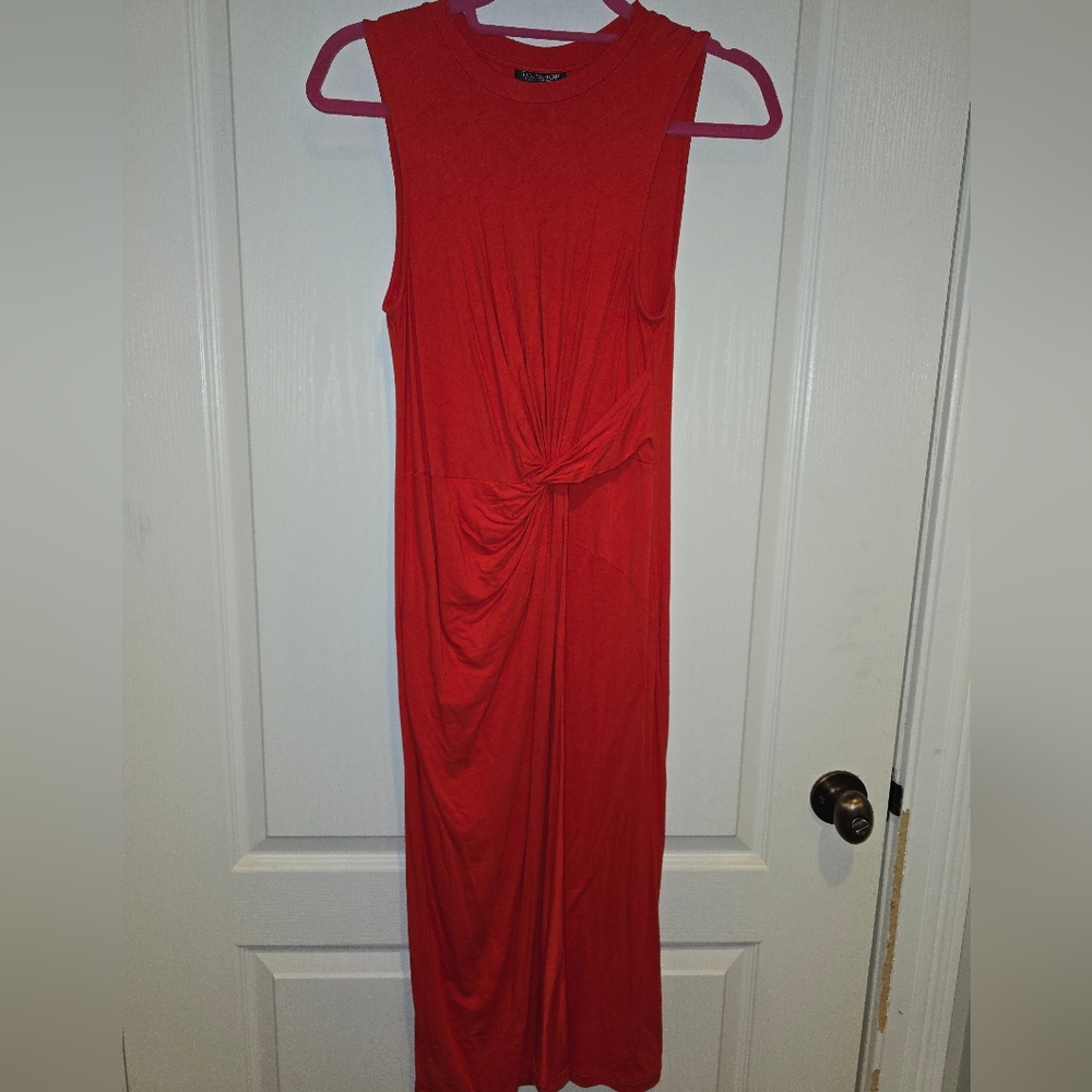 Topshop Red Sleeveless Midi Dress